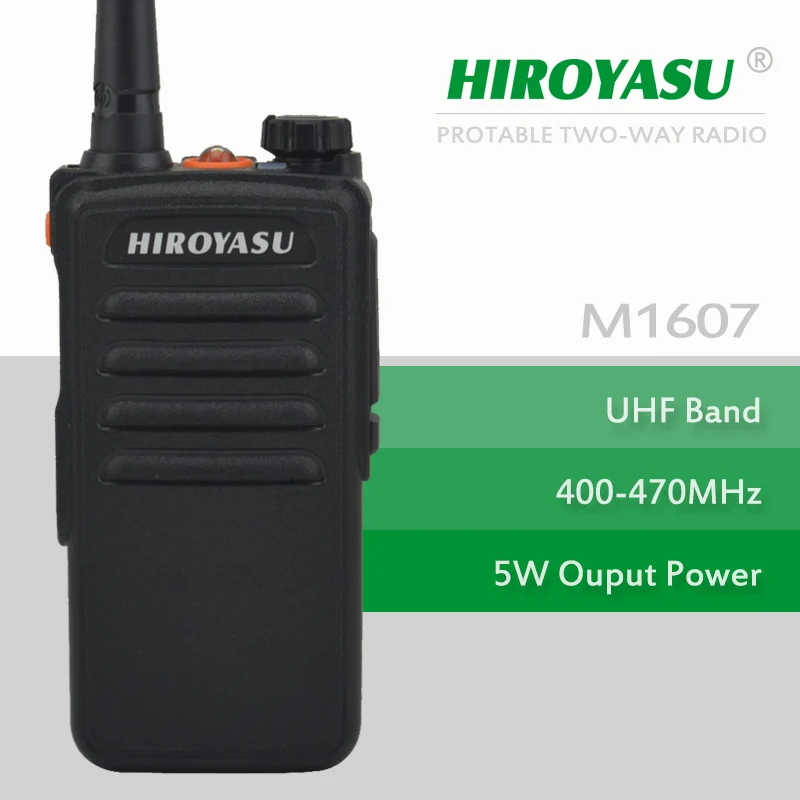 Дешевые walkie Talkie hiroyasu M1607 UHF 400-470 мГц 16 Каналы Портативный двусторонней радиосвязи