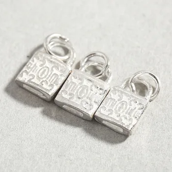 

925 Sterling Silver Vintage Lock Model Charms With Loop 8x11mm Women Men Jewelry Making Accessories DIY Necklace Bracelet Gift