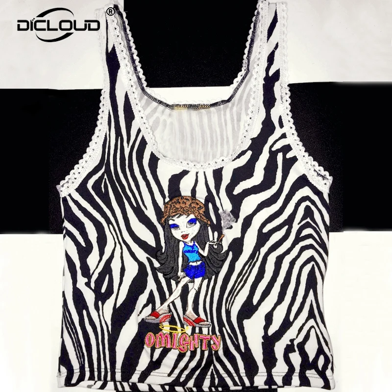 

Harajuku Omighty Zebra Bratitude Tank Top Women Punk Girls Letter Embroidery Summer Tops Tees Streetwear Hip Hop Cami Top Vest