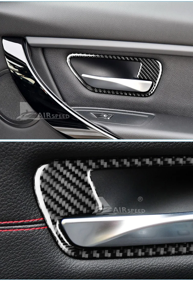 Скорость полета 2 шт. углеродного волокна салона дверные ручки крышки Накладка наклейки для дверного кармана для BMW M4 F82 аксессуары стильный автомобиль