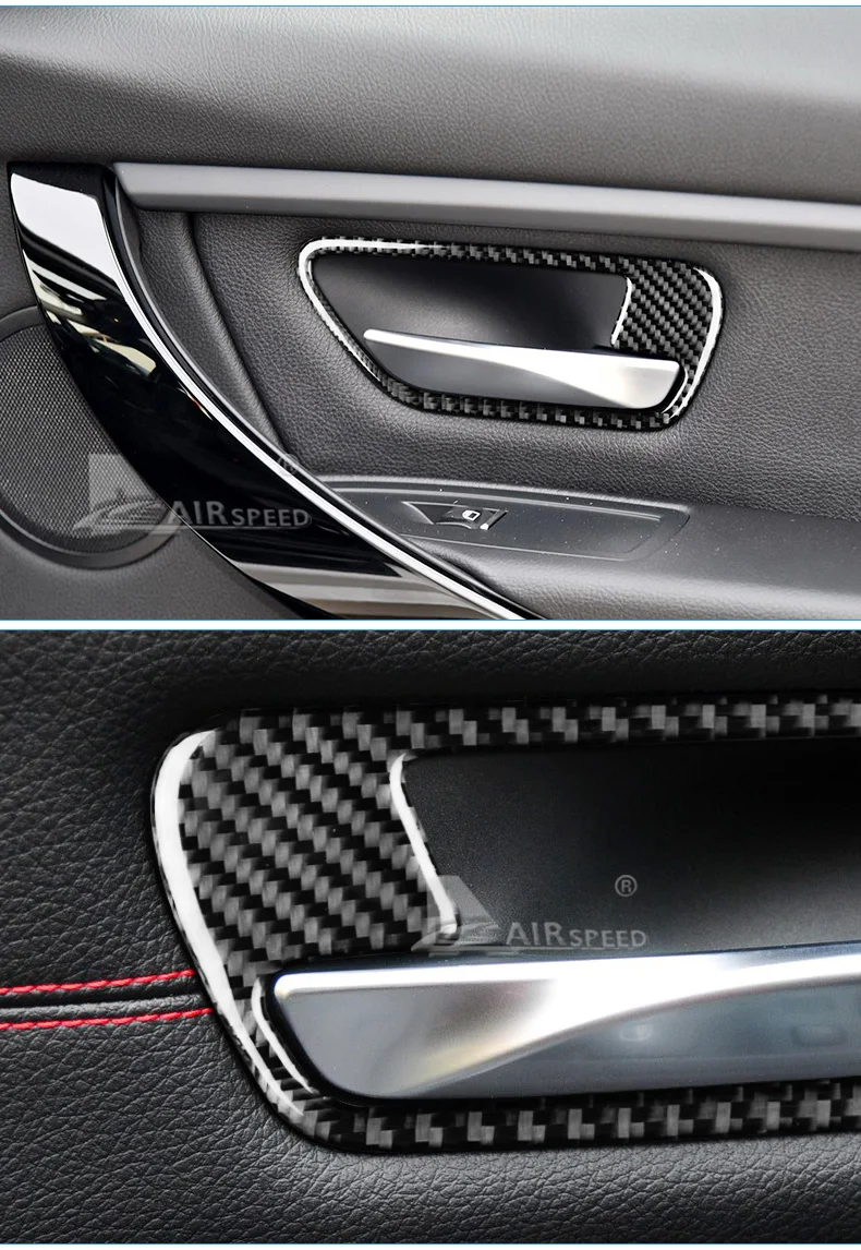 Carbon Fiber Car Interior Door Handle Cover Trim Door Bowl Stickers for BMW F30 3 Series F34 3GT 2013-2018 Accessories (6)