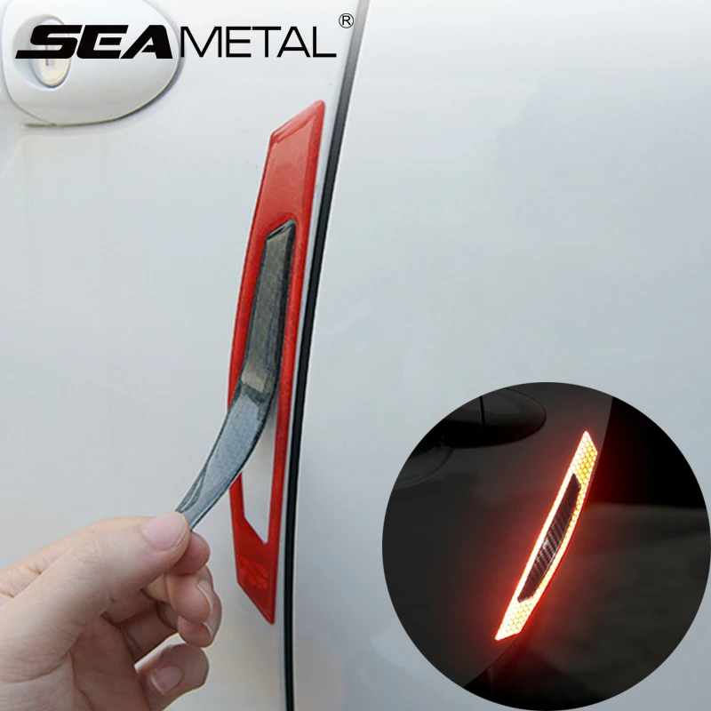 

Carbon Fiber Car Door Edge Guard Strip Reflective Warning Anti Collision Wheel Brow Protector Trim for LADA KIA Hyundai Renault
