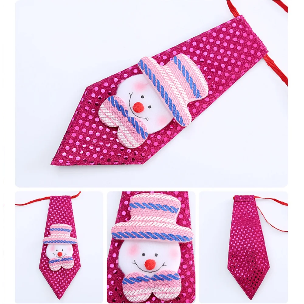 4pcs Christmas bows snowman decoration Christmas elk tie Santa Claus Child Adult dance party decoration Christmas ornaments  (13)