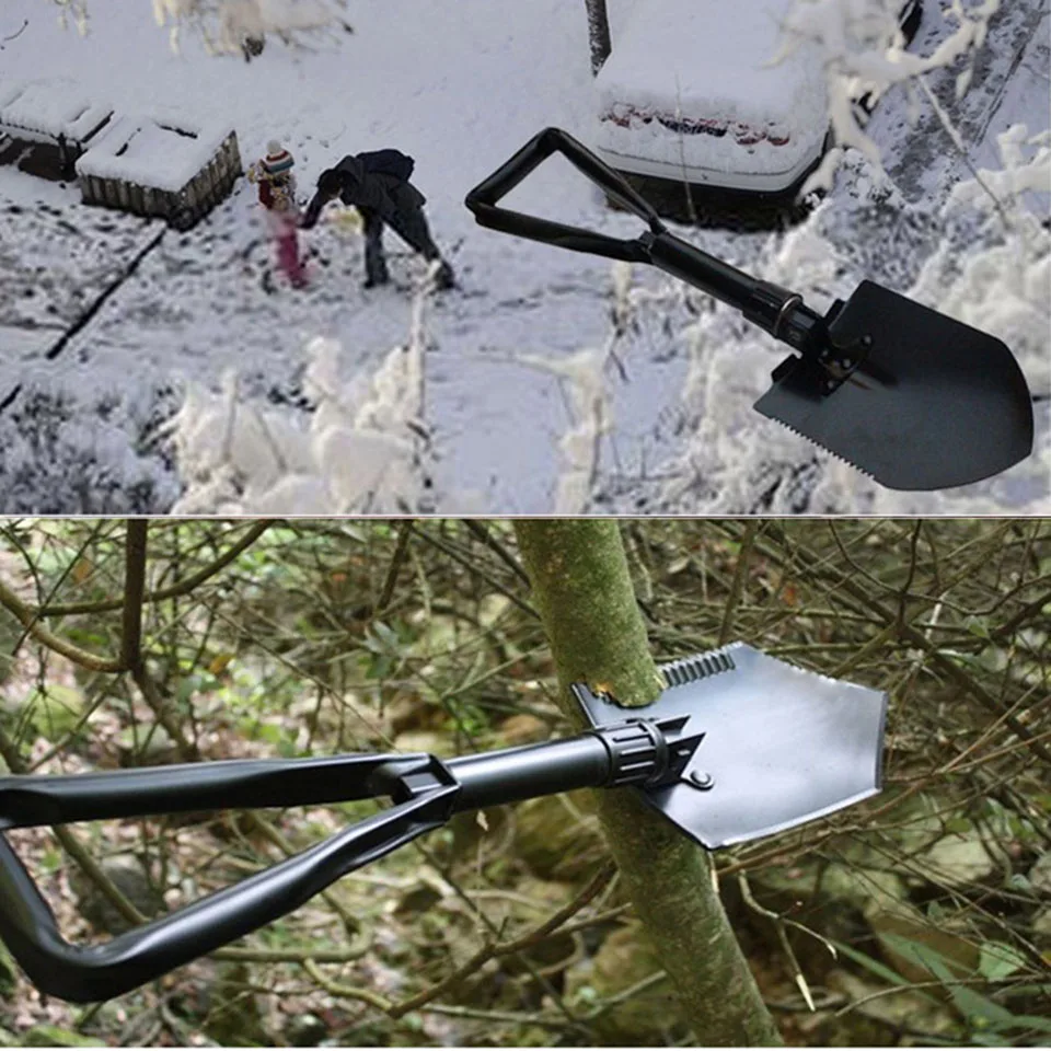 Multifunctional Car Winter Foldable Small Hoe Iron Crowbar Shovel Outdoor Emergency Bammer- 46.5*11.5cm Middle