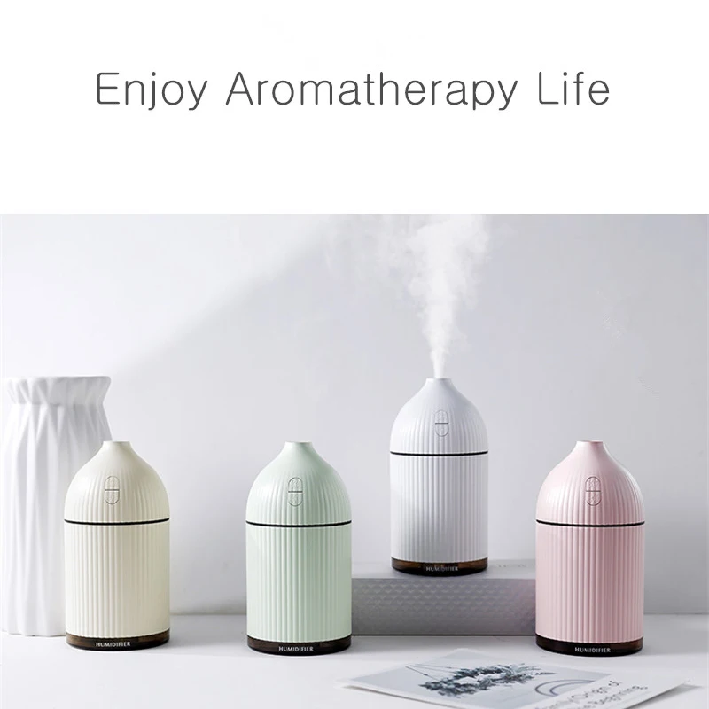 

300ML White Aromatherapy Diffuser USB Ultrasonic Air Humidifier Mist Maker Aroma Essential Oil Diffuser for Home with LED Light