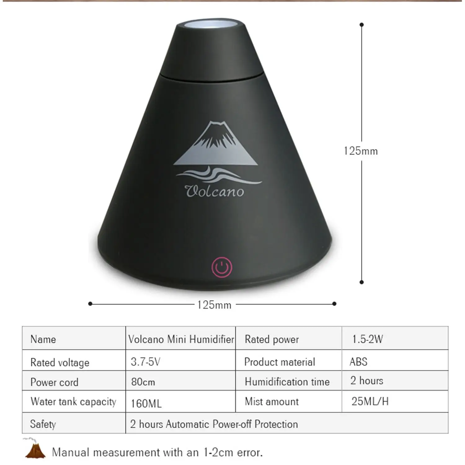 

Creative LED 160ML Volcano Style USB Ultrasonic Humidifier With Colorful LED Light ESential Oil Aroma Diffuser Auto Off Touch