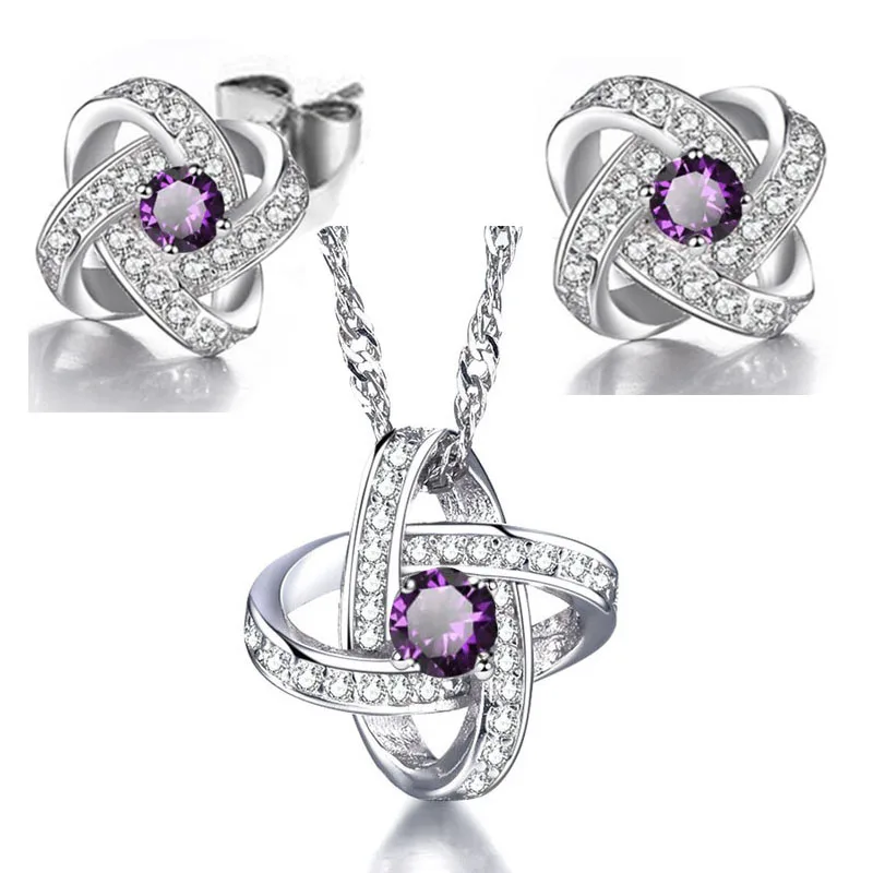 Romantic Eternal Star zircon Necklace Earrings Jewelry Set for women weddingin Jewelry Sets