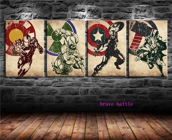 

The Avengers DC Vs Marvel 4 Panel Wall Art Oil Painting Poster Canvas Painting Print Pictures for Living Room Home Decor 142