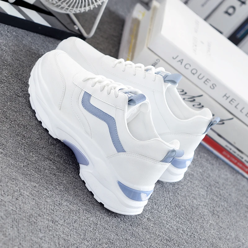 

2019 Spring New Designer Wedges White Shoes Female Platform Sneakers Women Tenis Feminino Casual Female Shoes Woman 35-40