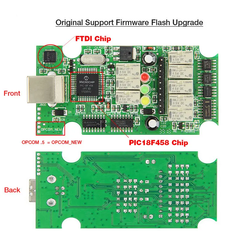 Лучший PIC18F458+ FTDI чип OP COM V5 версия V1.59/V1.99 в Прошивка может быть флэш обновление OBD2 Op-com Opcom сканер для Opel