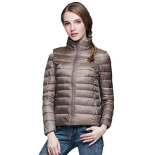 90% белые женские куртки на утином пуху Новинка весна осень плюс размер тонкие пуховики повседневные ультра легкие тонкие женские куртки YP0879