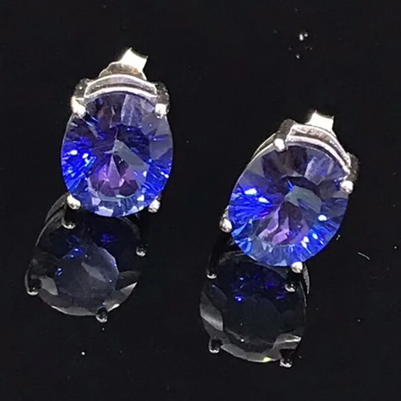 Серьги RADHORS из настоящего 925 пробы, инкрустация серебра, натуральный голубой топаз, серьги-гвоздики для женщин, классический стиль, хорошее ювелирное изделие