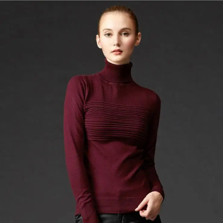 

2017 Autumn Winter Women High Elastic Knitted Sweaters Pullover Female Casual Long Sleeve Turtleneck Knitted Pullovers European