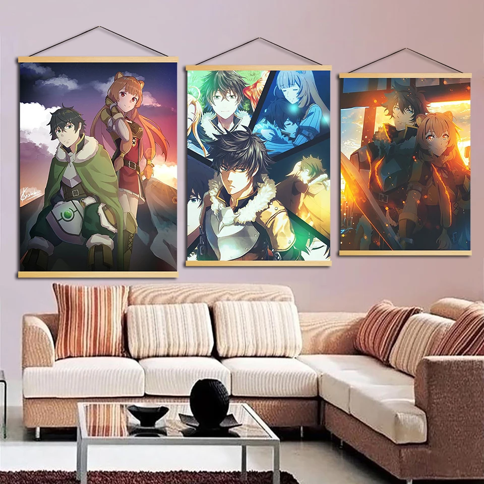 

Home Decor Wall Artwork Anime Rise Of The Shield Hero Painting Solid Wood Hanging Scrolls Canvas Modern Print Pictures Posters