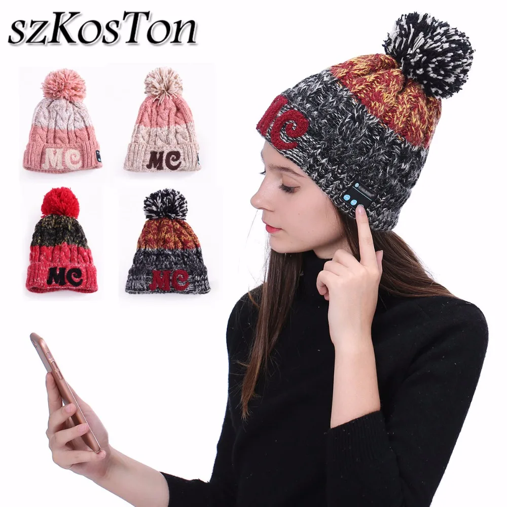 

Wireless Bluetooth Earphone Music Hat Warm Beanies Bluetooth Headphone Smart Caps with Mic for iPhone x 8 7 6 for Xiaomi Huawei