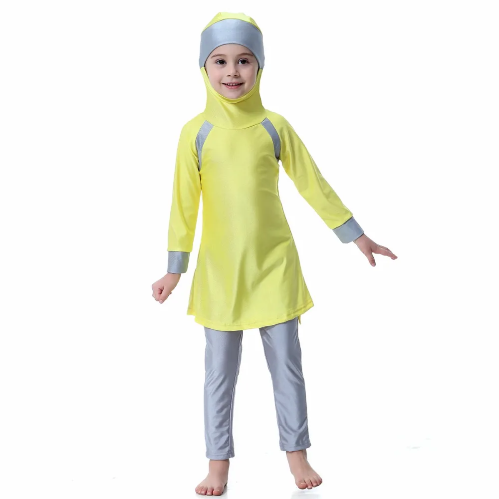 Одежда для плавания мусульманские купальники Burkinis мусульманский купальный костюм Буркини хиджаб для девочки полное покрытие