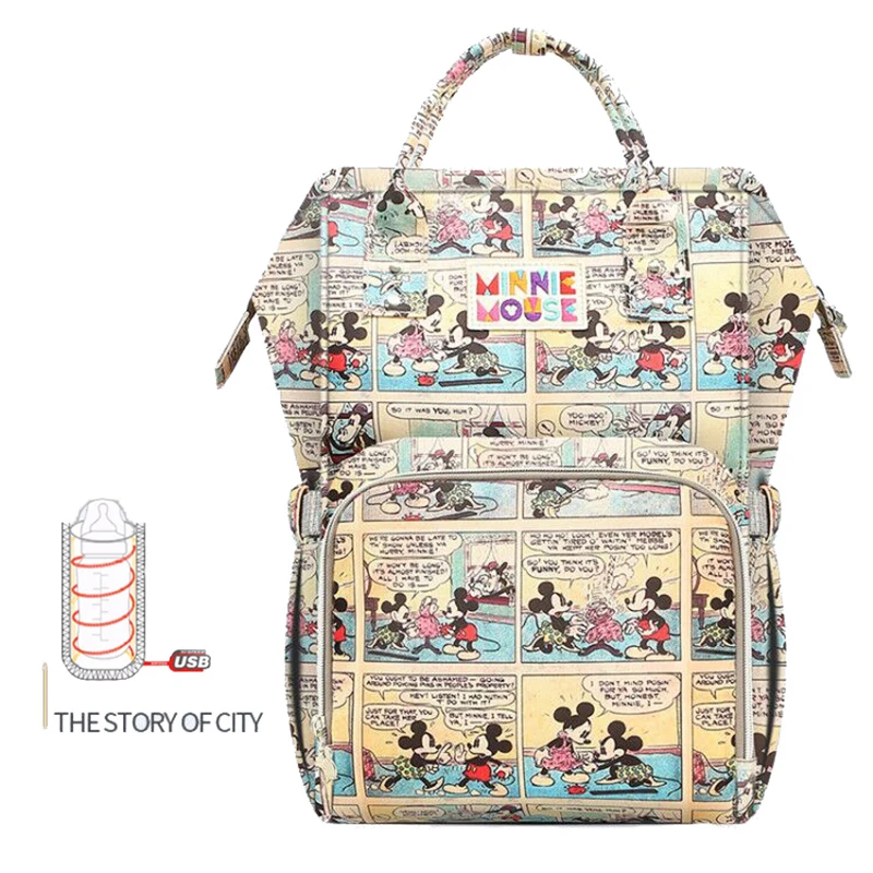 

Disney Large Capacity USB Waterproof Diaper Bags Oxford Cloth Insulation Bags Bottle Feeding Storage Bag Mummy Travel Backpack