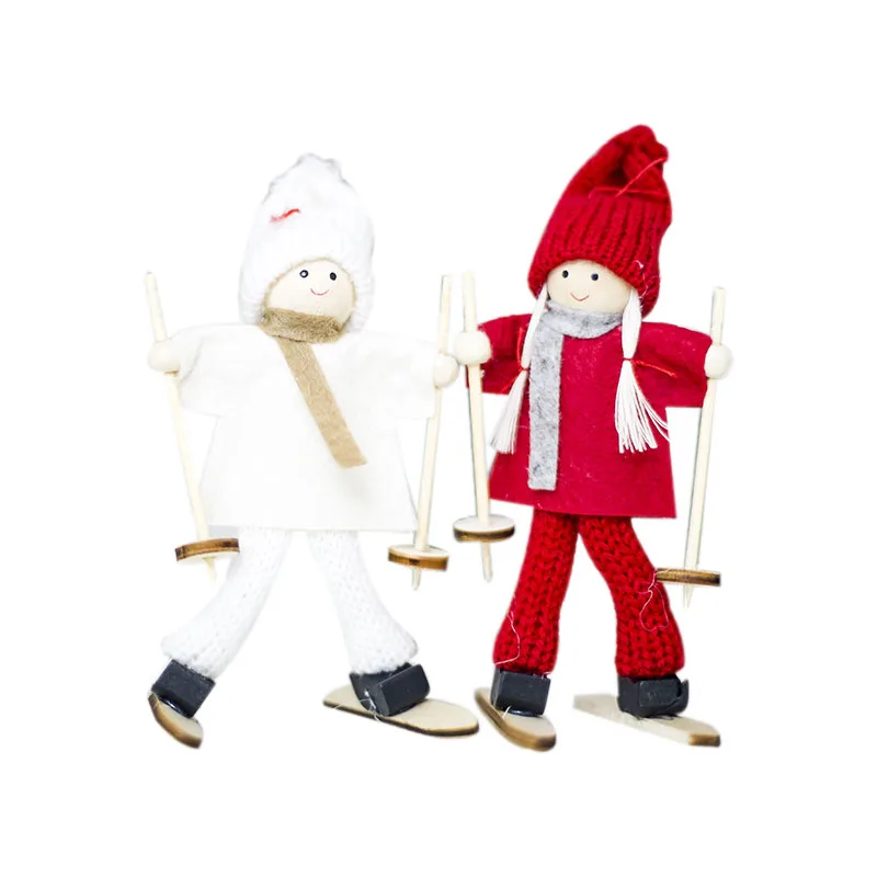 Рождественский Ангел-девочка, лыжная подвеска, рождественская елка, украшение для дома, рождественские милые куклы, вечерние украшения, детский подарок - Цвет: White
