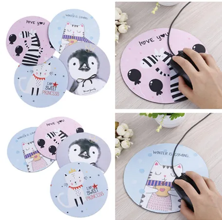 

1 Pcs Anti-slip Mouse Pad Cute Round Mouse Pad Rubber Mice Mat Thickening Computer Table Mat 20*20CM