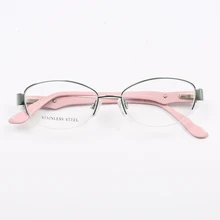 YOUTOP Women's Half Rim Metal Classic Eyeglasses Frame Female's Myopia Anti-blue Ray Stainless Steel eyewear N7720