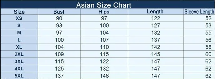 Burqa Size Chart