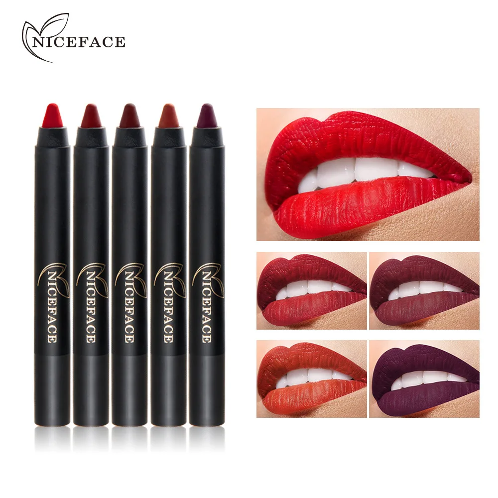 

NICEFACE Lipstick 15 Colors Lip Pencil Waterproof Velvet Matte Lip stick Long Lasting Matte Cosmetics Easy to Wear Make up EY11