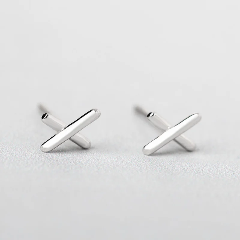 

Funmor Simple Cross 925 Sterling Silver Earrings Brincos For Girls Women Routine Holiday Ear Jewelry Ornaments Stud Bijoux Gifts