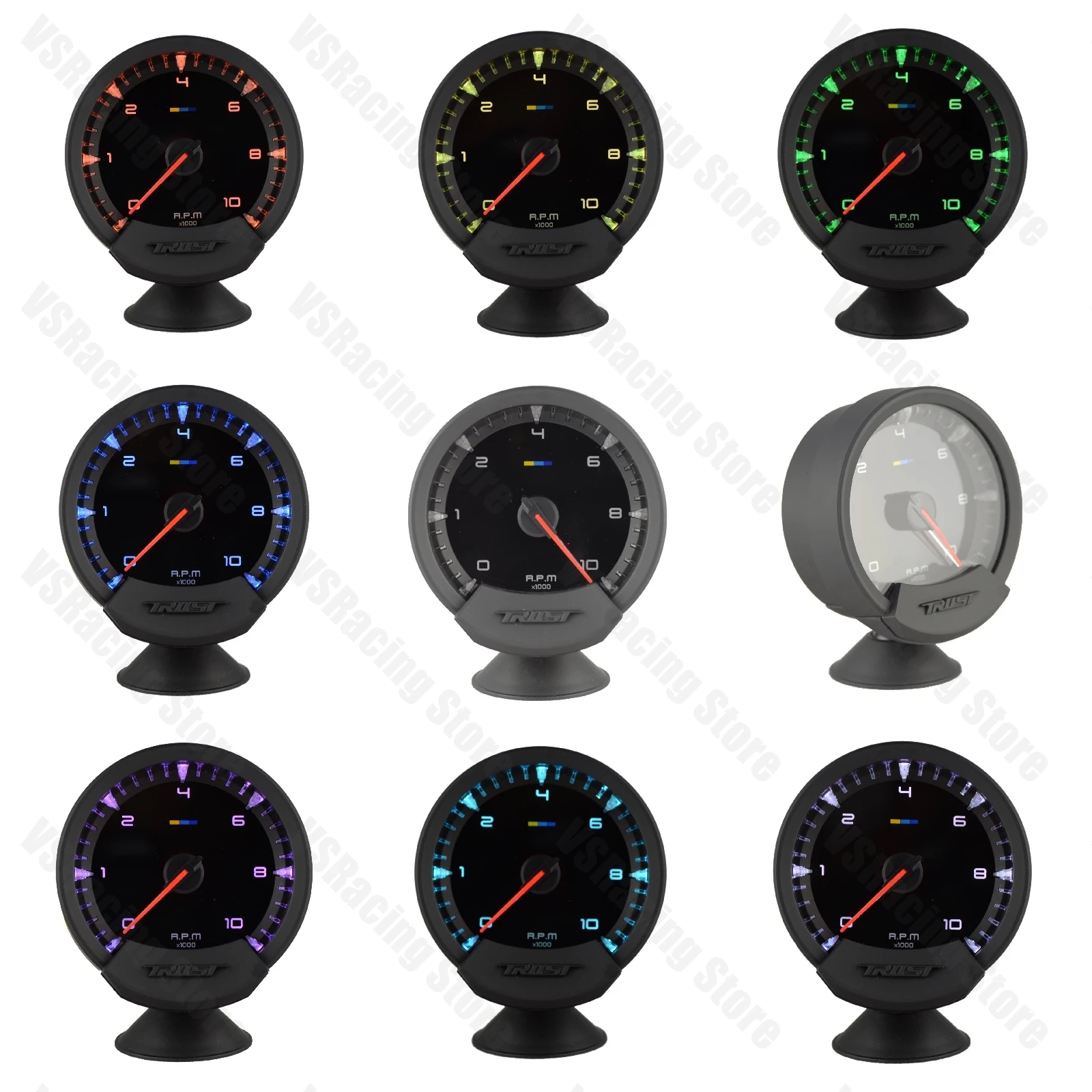

74mm GReddi Sirius Meter Tachometer RPM Gauge 7 Colors Racing Car Gauge Engine Tachometer Meter 3 Inch 10000RPM MC74