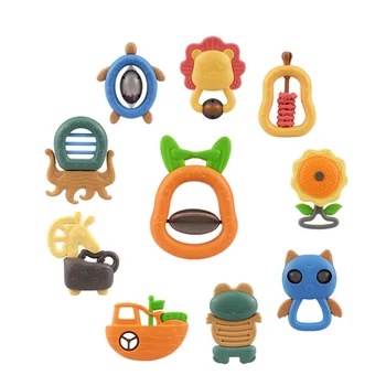 

10pcs fun rattle set 0-1 years old baby baby rattle teether set of animal rattle parent-child interactive toys Children's toys