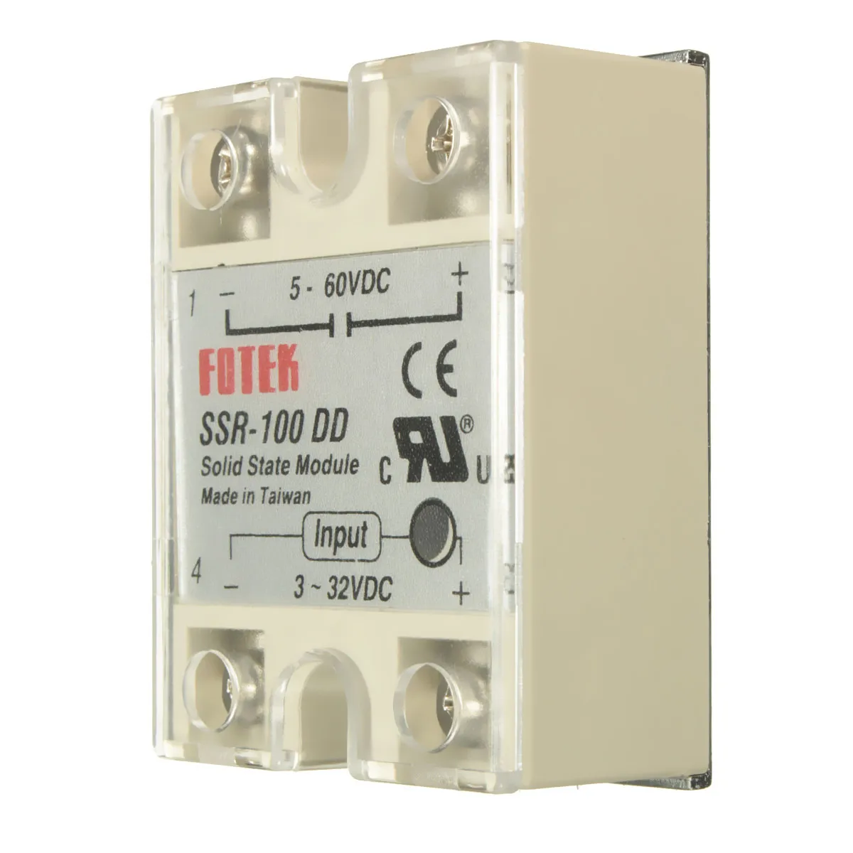 

SSR-100DD Solid State Module Solid-state Relay 100A Control Voltage 3-32V DC Operating Voltage 5-60V DC