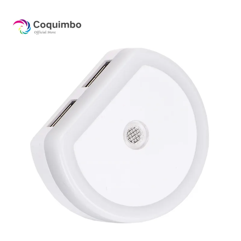 Светодиодный ночник с двойным USB портовый Огонь Датчик заглушка в сумерках до