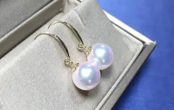 

charming 10-11mm round south sea white pearl earring 18k yellow gold