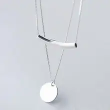 По-настоящему. 925 пробы, серебряные ювелирные изделия, двойные ряда, круглая Монета и арка, ожерелье, мульти-подвеска со слоями, амулеты для женщин, GTLX1242