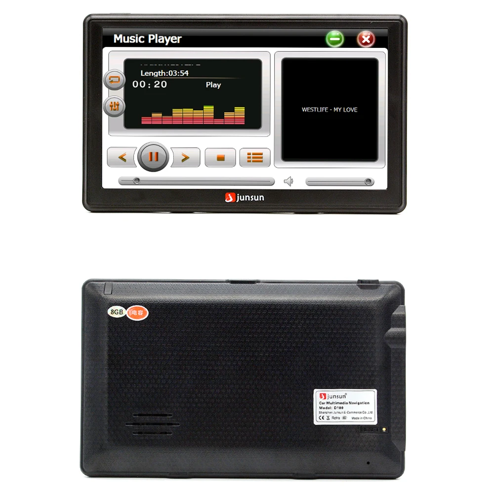 Junsun 7 inch HD Car GPS Navigation Capacitive screen FM 8GB Vehicle Truck GPS Car navigator Europe Sat nav Lifetime Map