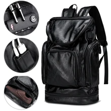Pu Leather Anti Theft Laptop Backpack Bag 17 Inch 15.6'' Notebook Men Women Backpack Male Waterproof USB Outdoor Travel Bagpack