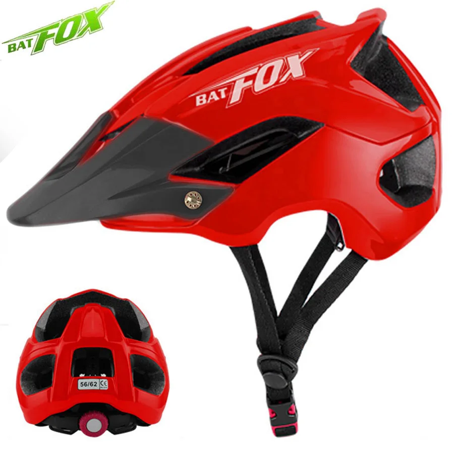 BATFOX велосипедный шлем MTB дорожный Safty Protction интегрально-Формованный Сверхлегкий дышащий велосипедный шлем для взрослых мужчин и женщин - Цвет: 5002-Red-Black