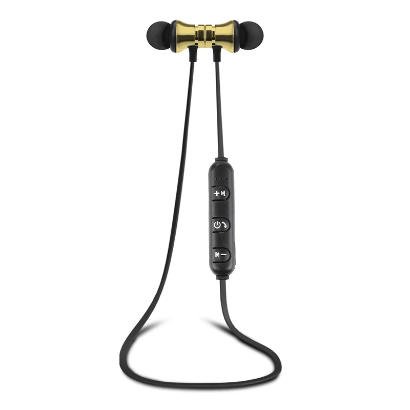Наушники Магнитные беспроводные Bluetooth наушники XT 11 бас стерео спортивная Гарнитура для бега Внутриканальные наушники с микрофоном наушник - Цвет: Золотой