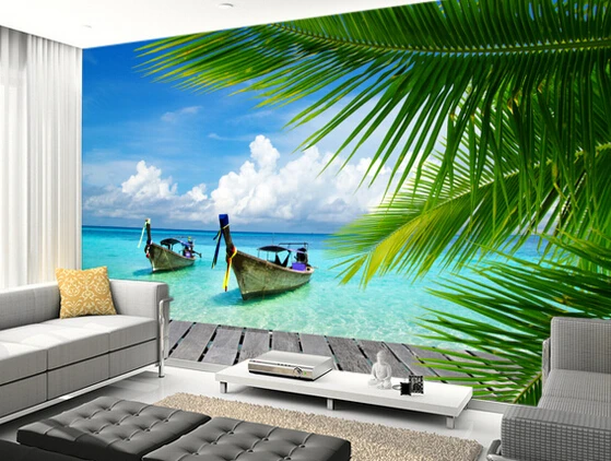 Пользовательские фото обои, Тропическое море вид 3D пейзаж фрески для гостиной ТВ фон стены papel де parede