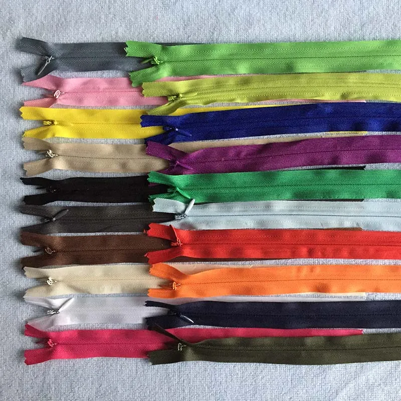 

50pcs 3# 28cm 35cm 40cm 45cm 50cm 55cm 60cm Long Invisible Zippers Orange Green Black DIY Nylon Coil Zipper For Sewing Clothes