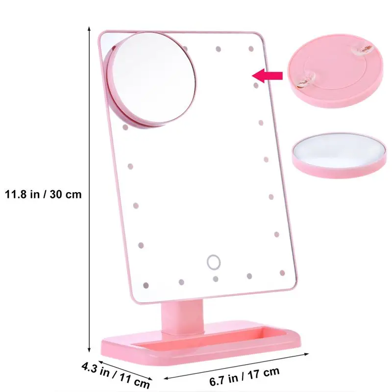 RUIMIO 12 стилей портативный светодиодный сенсорный экран зеркало для макияжа с лампой Настольный макияж зеркала регулируемое зеркало - Цвет: 20 LED Pink