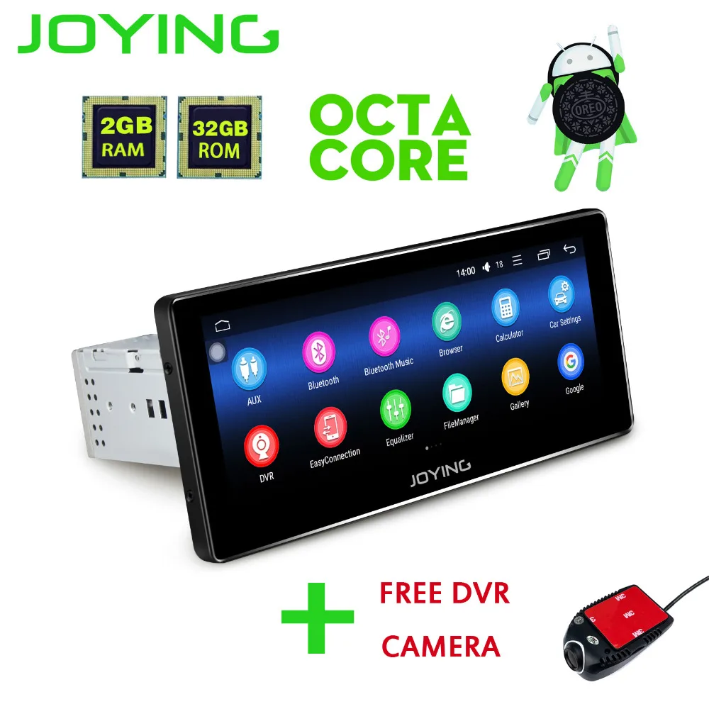

JOYING 1 Din Android 8.0 Car Radio With Free DVR Camera Bluetooth 8.8" PX5 Octa Core Recorder Head Unit System autoradio Carplay