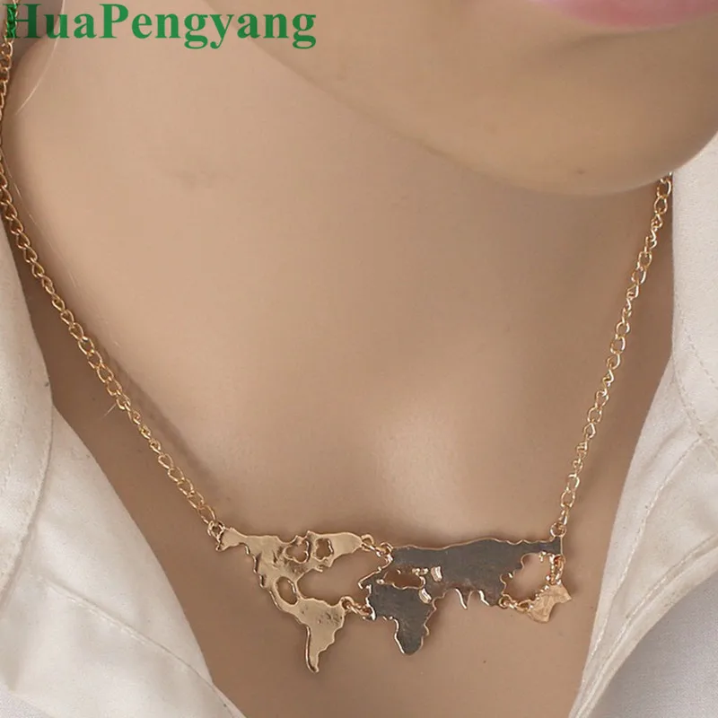 

New gilt fashion pendant necklace world map women senior jewelry wholesale