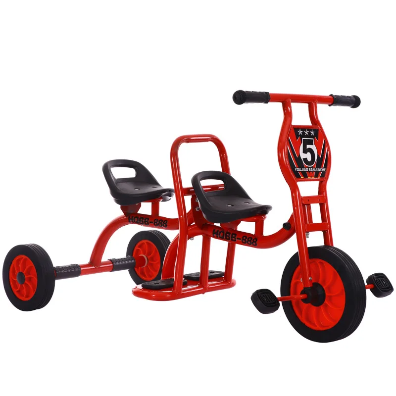 Двухместный трехколесный велосипед для детей 2-6 лет, детский сад, Ранняя детская игрушечная карета нового поколения - Цвет: red