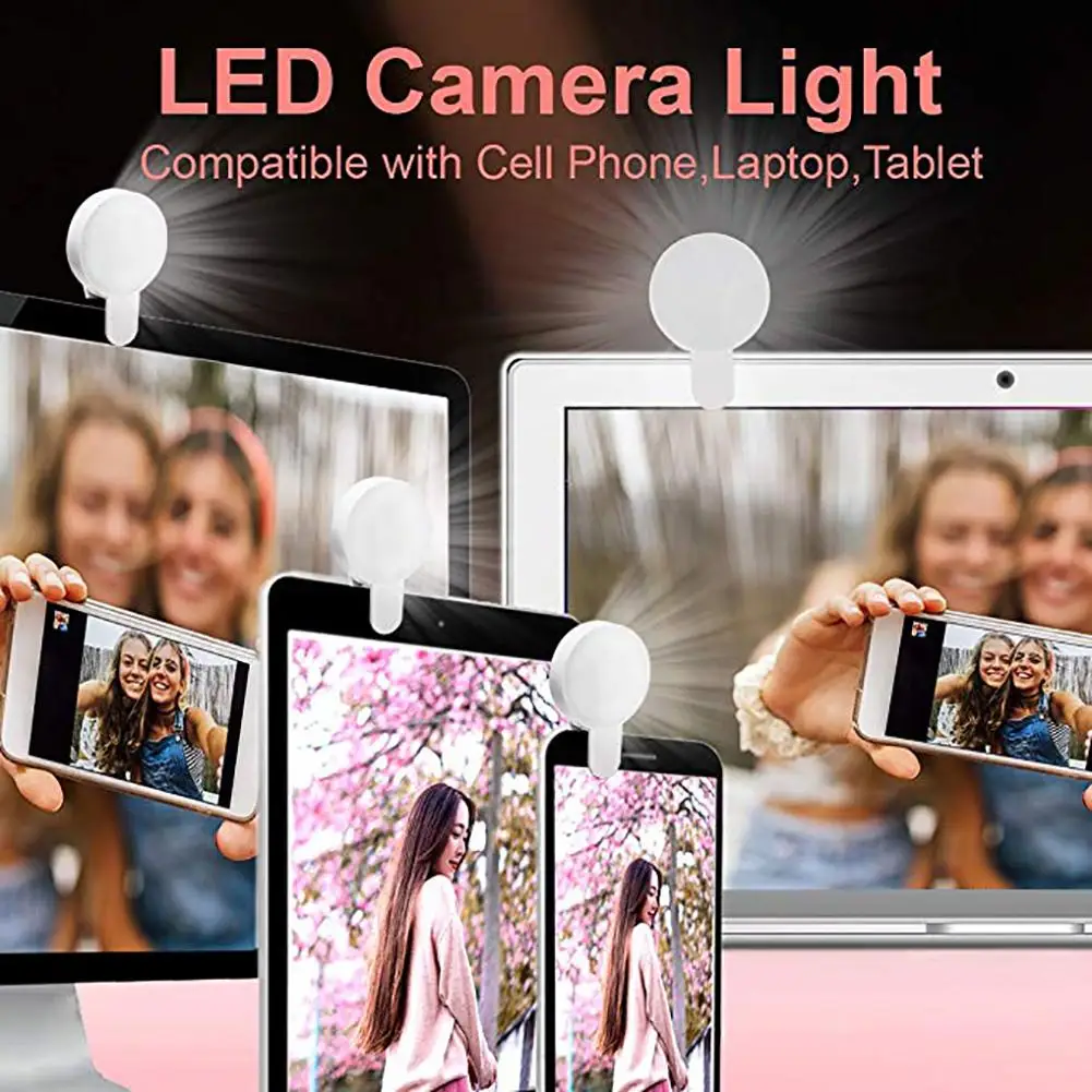

USB Rechargeable Selfie Ring Light Clip-on Phone 3 Levels Dimmable LED Lamp