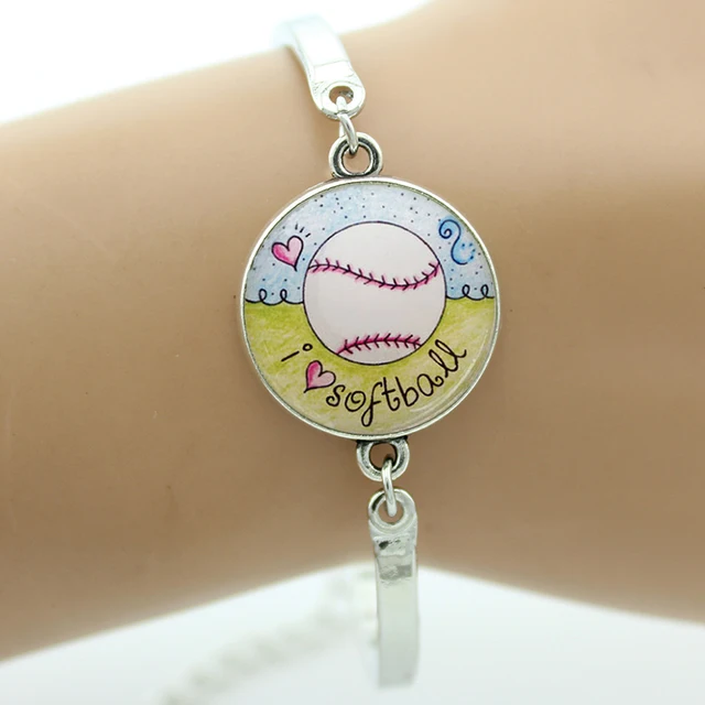 New Novelty Interesting Softball Bracelet Women Men Casual Sports New Novelty Interesting Softball Bracelet Women Men Casual Sports Jewelry I Love Charms Bracelets 2017