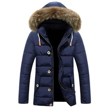 Повседневное Водонепроницаемый манто Homme Hiver средней длины, толстый теплый winterjas mannen меховой воротник цвет: черный, синий мужские Куртки и Пальто для будущих мам