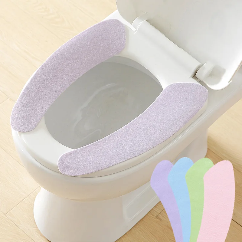 

3Pairs Reuseable Soft Toilet Seat Cover Washroom Warm Washable Health Sticky Toilet Mats Bathroom Accessories Toilet Seat Pads
