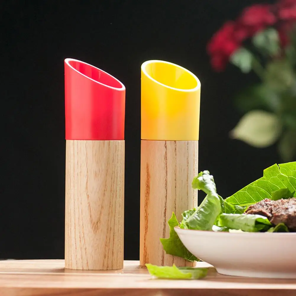 

1Pcs Kitchen Grinding Bottles Tools Wooden Craft Salt Pepper Case Cup Mill Grinder Shaker Seasoning Condiment Jar Holder