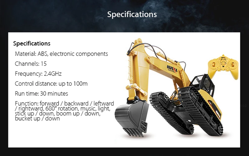 Подарок для детей и взрослых HuiNa 1550 1:14 RC Гусеничный автомобиль 15 CH 2,4 GHz RC металлический экскаватор зарядка RC автомобиль RC сплав экскаватор RTR