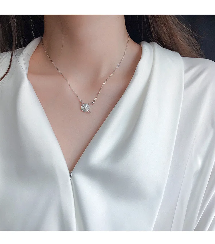 LULU-PIG, 925 Чистое серебро, ожерелье в виде звезды для женщин, Корейская версия, цепочка в виде звездочки, простое ожерелье для женщин C049